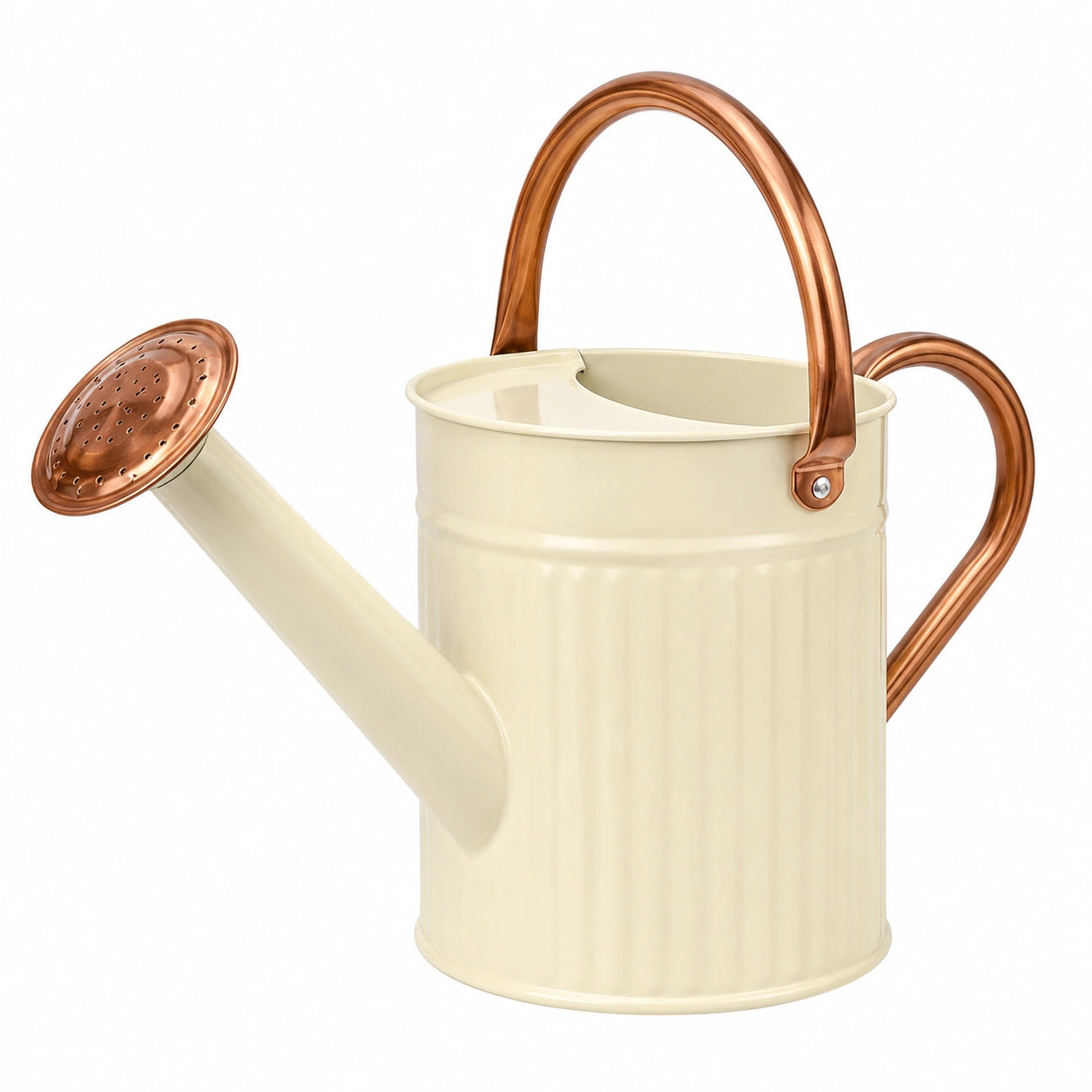 Arrosoir en métal 5L crème et cuivre avec poignée ergonomique