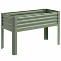 Jardinière Surélevée en Métal Vert 100x40x80 cm