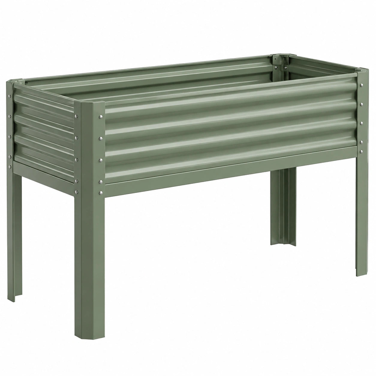 Jardinière Surélevée en Métal Vert 100x40x80 cm