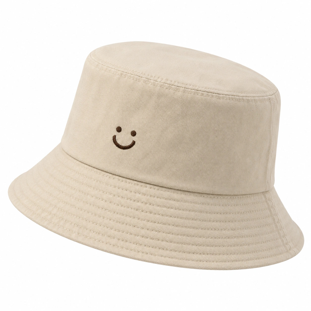 Chapeau Bob Beige avec Broderie Sourire