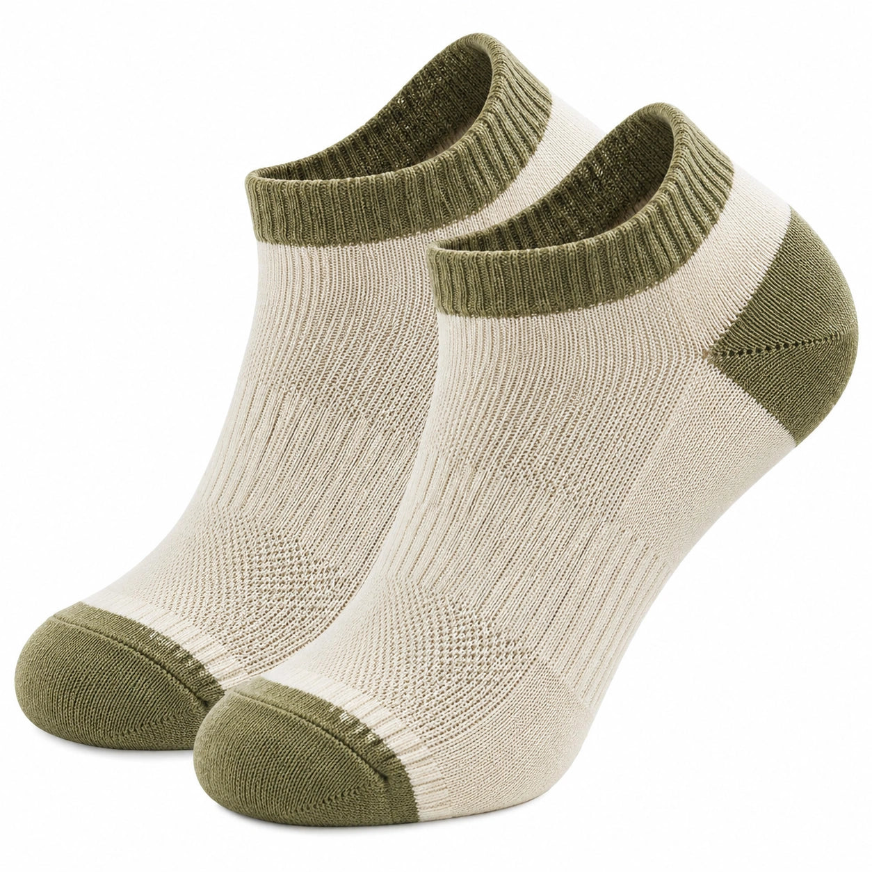 Chaussettes courtes confort beige et vert