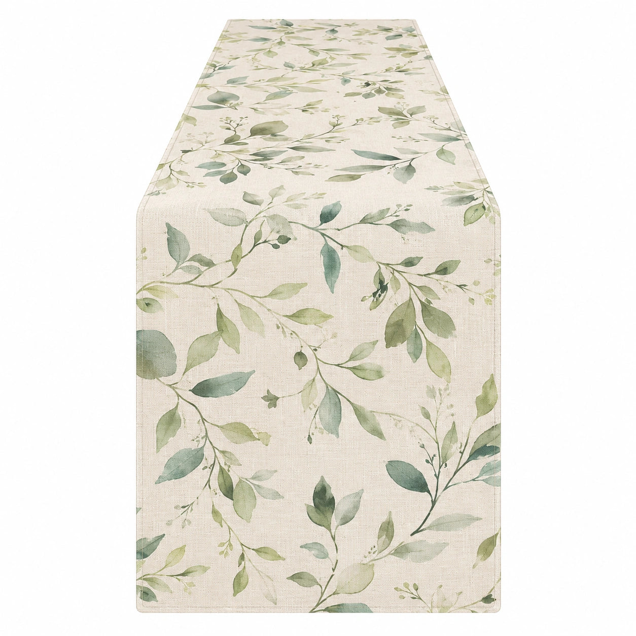 Chemin de Table Motif Feuilles Vertes 180x30 cm