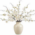 Fleurs de Cerisier Artificielles en Vase Blanc Hauteur 60 cm