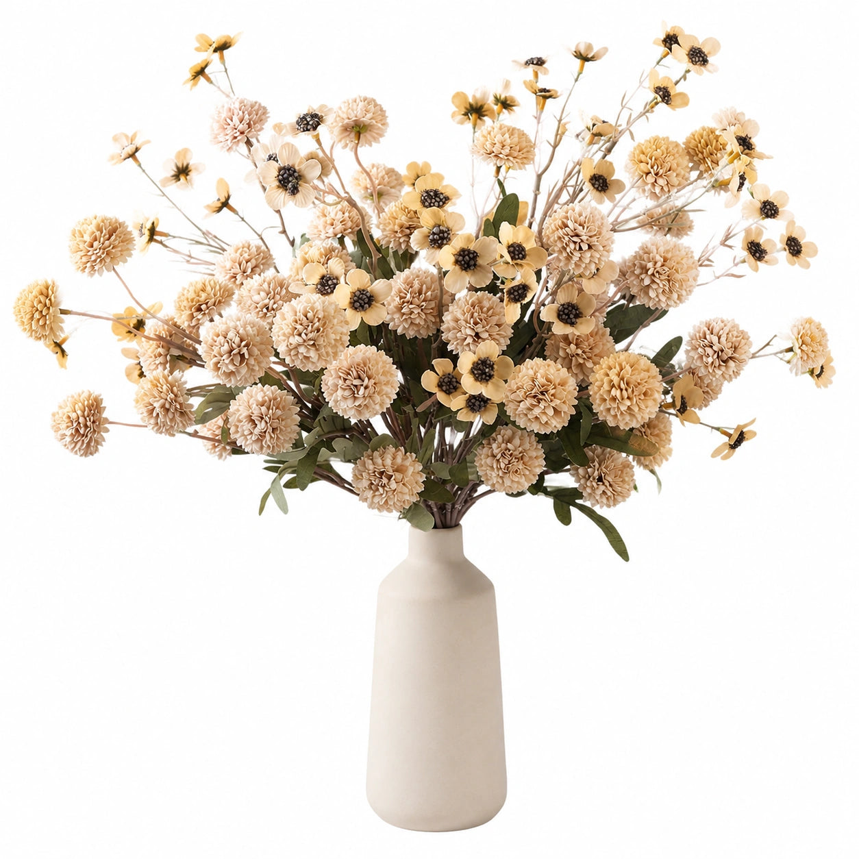 Grand Bouquet de Fleurs Artificielles Jaune et Beige