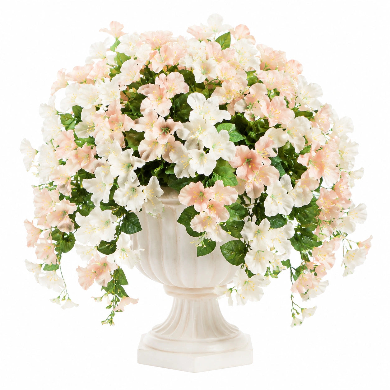 Composition florale artificielle blanche et rose avec pot